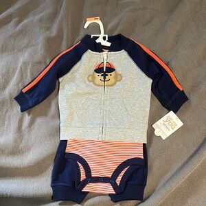 Carter’s Boys 3 piece Set Monkey Navy Orange Size 9M